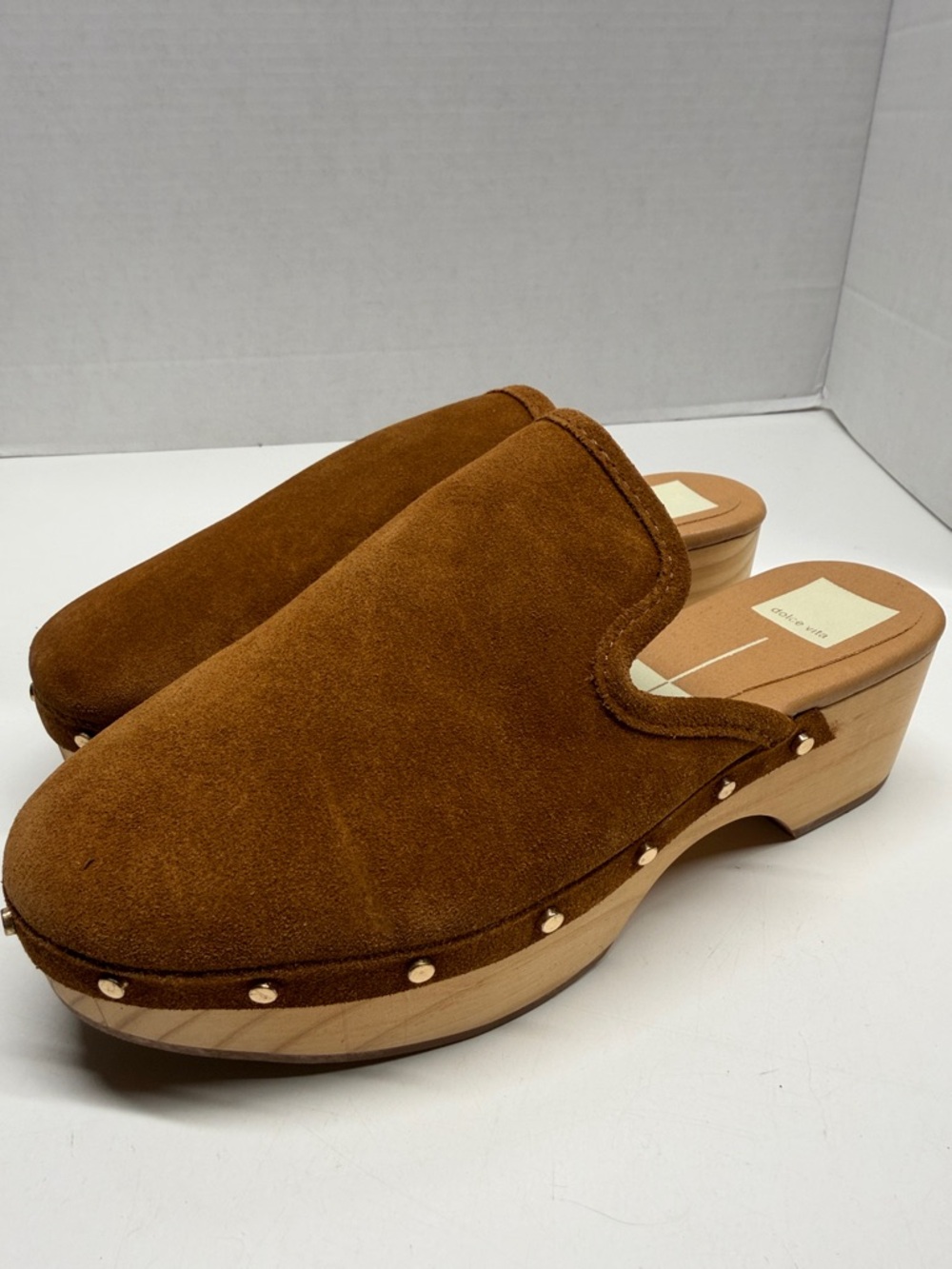 Dolce Vita Closen Clogs Slip On Open Back Mules Shoes Suede Brown New Size 7.5 - Picture 5 of 8